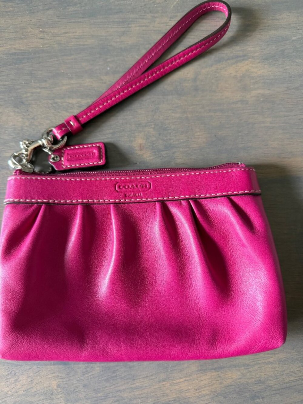 Coach Bright Pink Wristlet Clutch 7" x 4.5" Excellent Condition